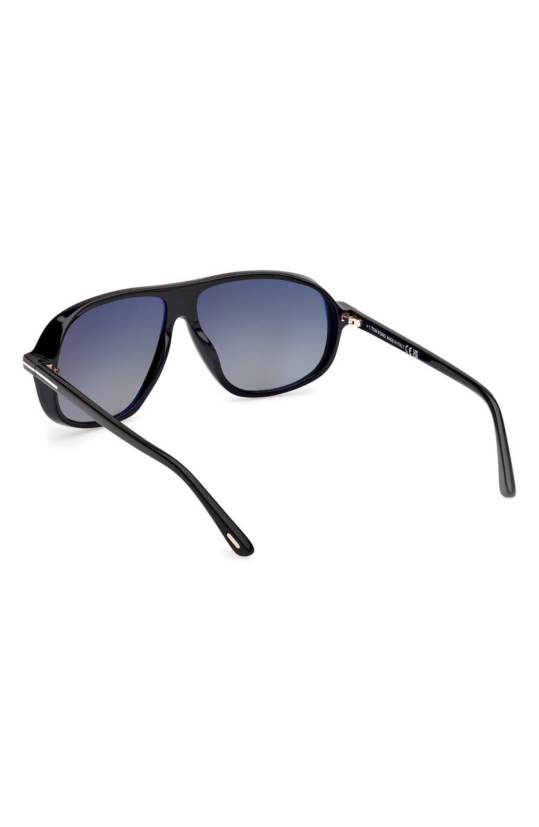 TOM FORD Guillaume 61mm Gradient Pilot Sunglasses, Alternate, color, Shiny Black Eco / Smoke Lenses