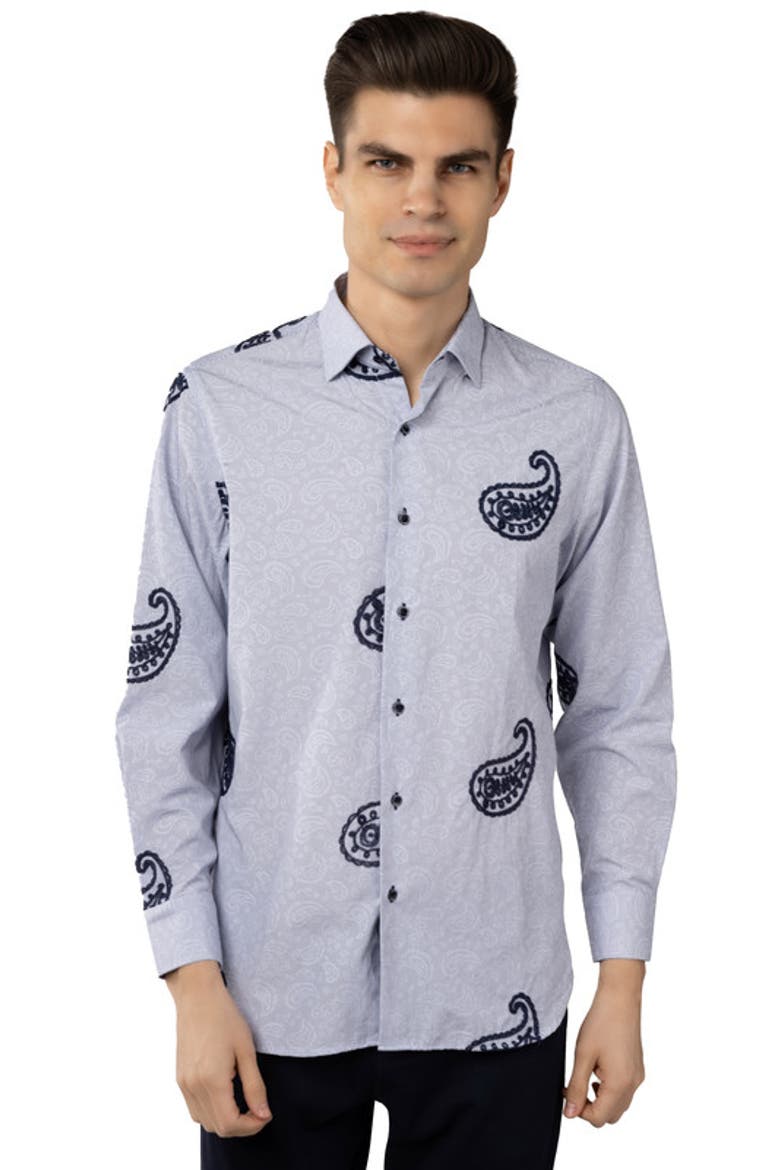 Stripe Paisley Shirt, Main, color, Blue