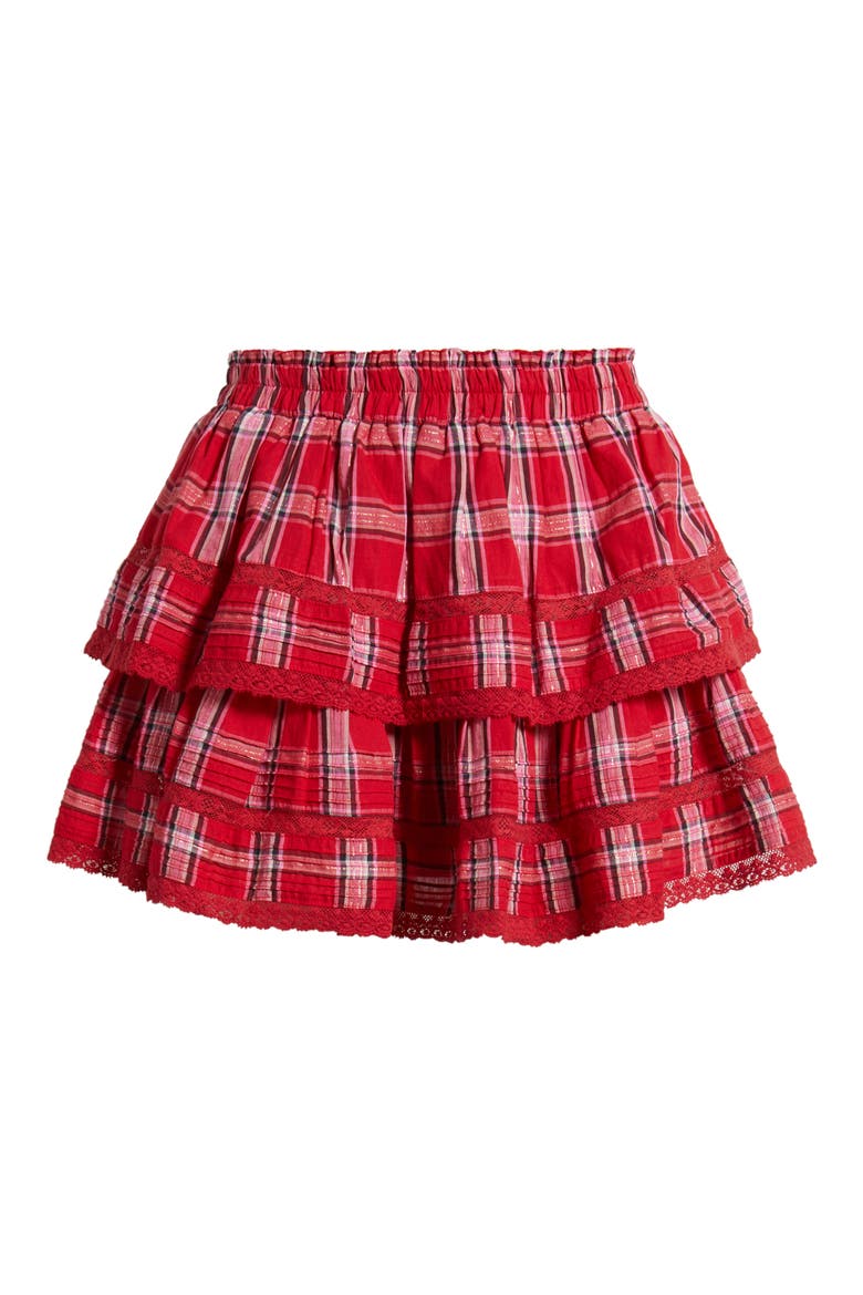 Tiered Ruffle Miniskirt, Alternate, color, CHERRY JUBILEE
