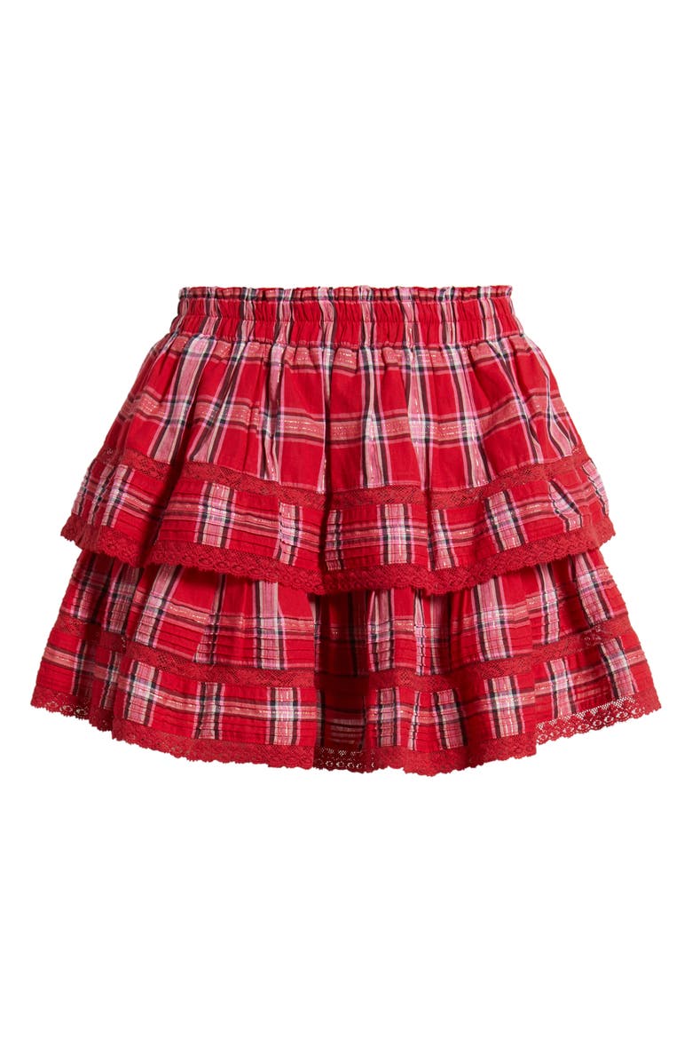 LoveShackFancy Tiered Ruffle Miniskirt, Alternate, color, Cherry Jubilee