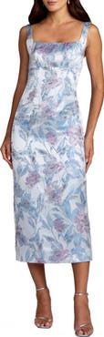 Mac Duggal Brocade Sleeveless Square Neck Midi Dress