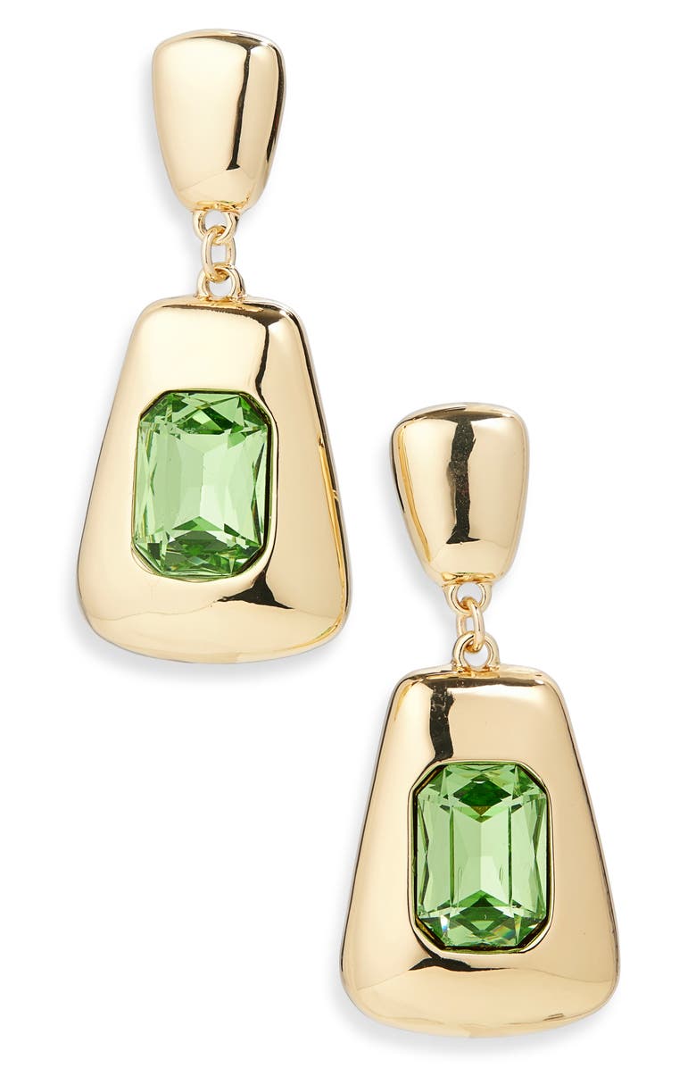 Tasha Center Stone Drop Earrings, Main, color, Gold/ Green