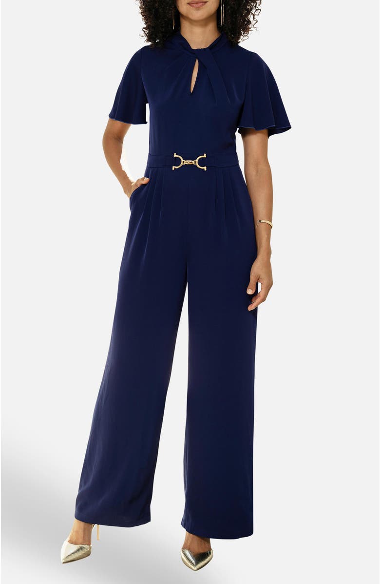 Yumi Twist Knot Buckle Detail Jumpsuit, Alternate, color, Navy