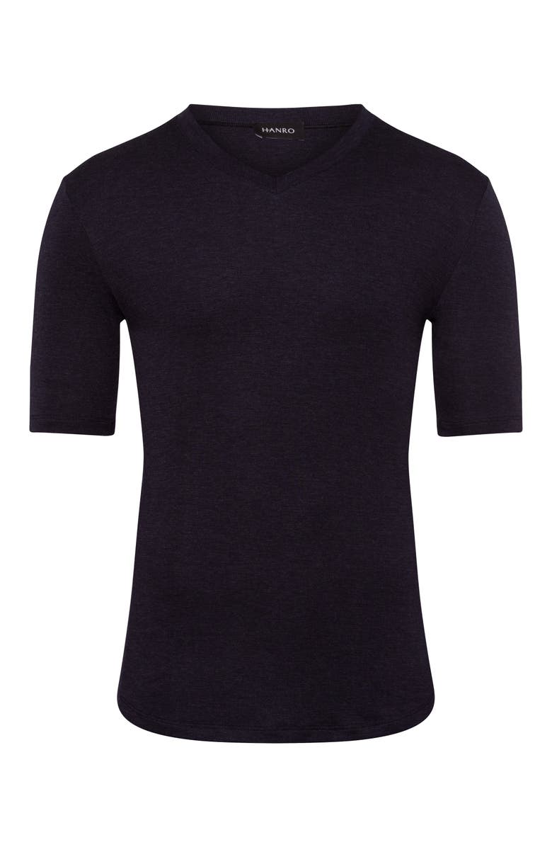 Hanro Silk Cashmere Short Sleeve Shirt, Main, color, Black