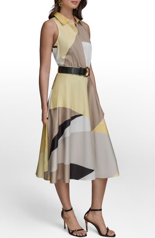 Donna Karan New York Print Belted Maxi Shirtdress In Multi