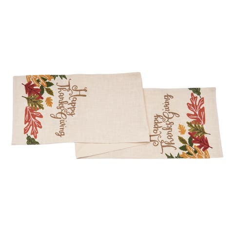 Happy Thanksgiving Leaves Table Runner