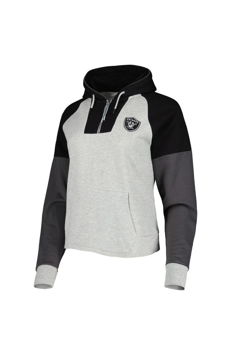 ANTIGUA Women's Antigua Heather Gray Las Vegas Raiders Lightweight Jackpot Raglan Half-Zip Pullover Hoodie, Alternate, color,