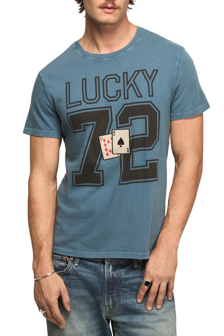 Lucky Cards Football Embroidered Graphic T-Shirt, Main, color, REAL TEAL