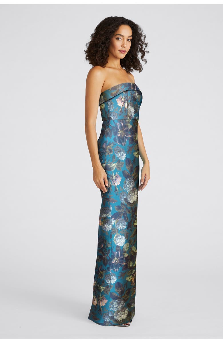 Theia Liora Strapless Column Gown, Alternate, color, Gilded Hydrangea