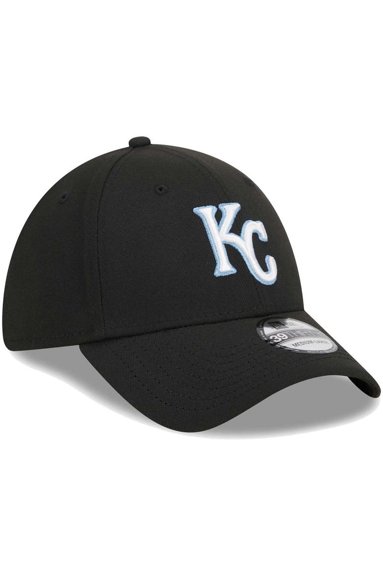 Men's New Era Black Kansas City Royals Logo 39THIRTY Flex Hat, Alternate, color, Black