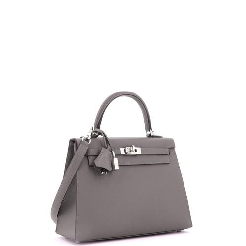 Pre-owned Hermes  Hermes Kelly Handbag Grey Epsom With Palladium Hardware 25 In Gray