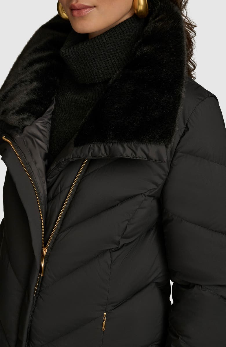 Donna Karan New York Water Resistant Chevron Down Puffer Coat, Alternate, color, Black