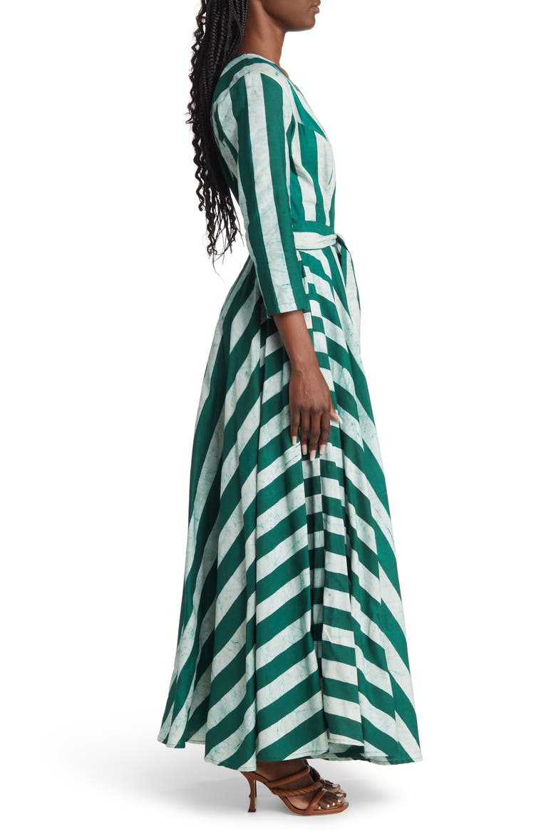 Stripe Wrap Dress, Alternate, color, GREEN/ WHITE
