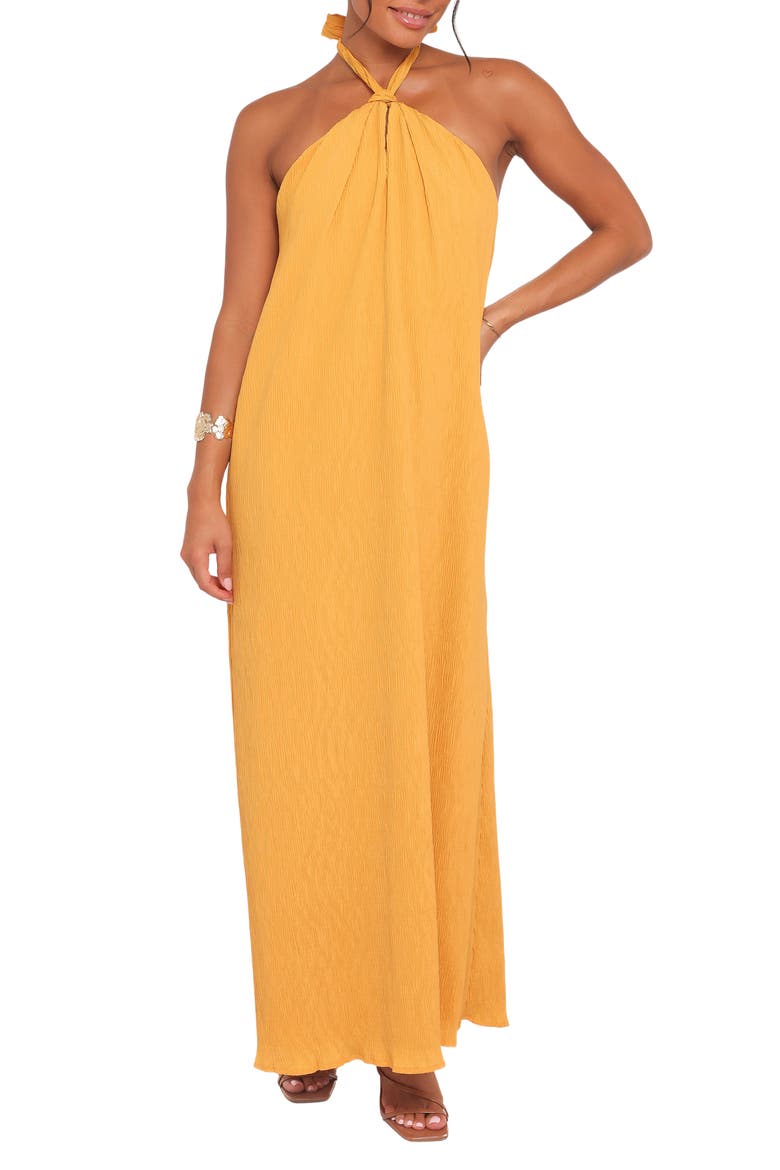Theophania Halter Maxi Dress, Main, color, MANGO