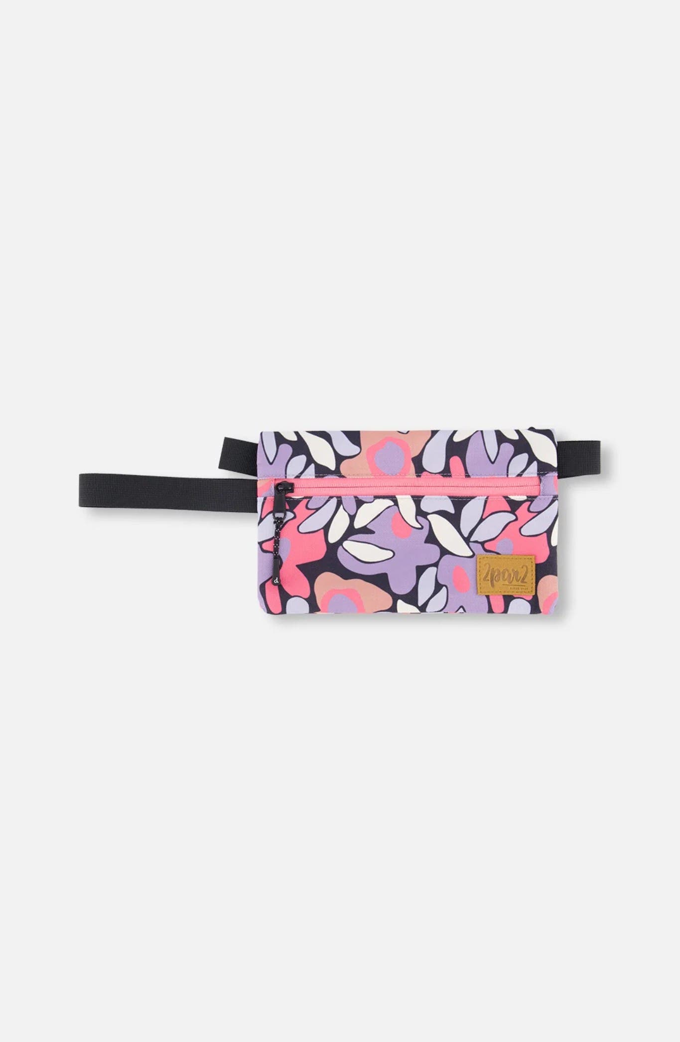 Deux par Deux Double Pencil Case Retro Flower, Main, color, Black