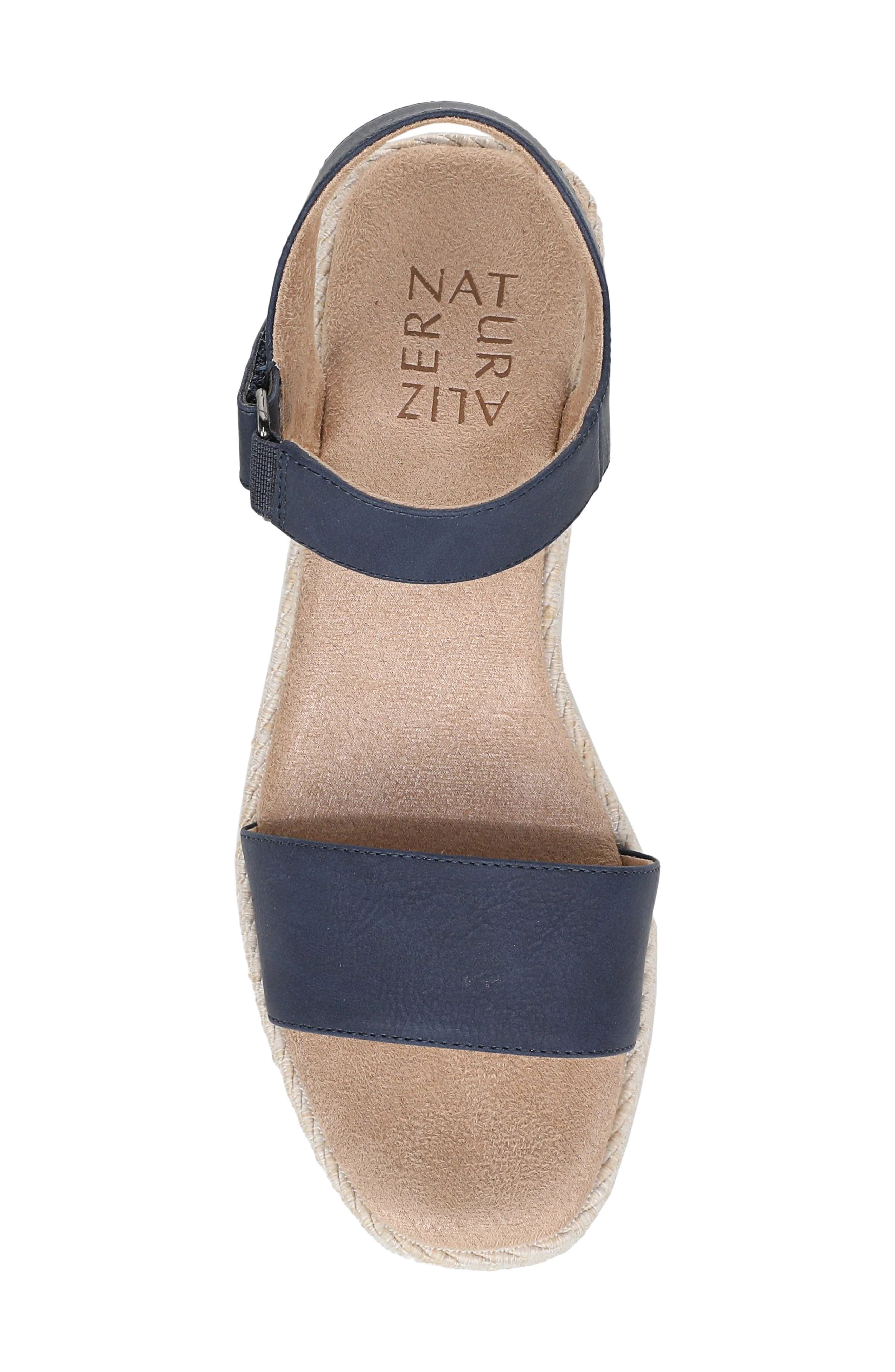 Naturalizer Goldie Wedge Sandal, Alternate, color, Dark Blue Faux Leather