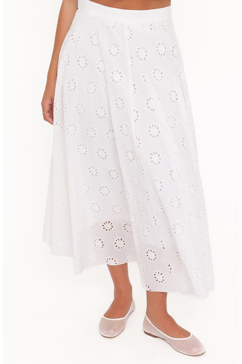 Varia Eyelet Cotton Maxi Skirt, Alternate, color, WHITE