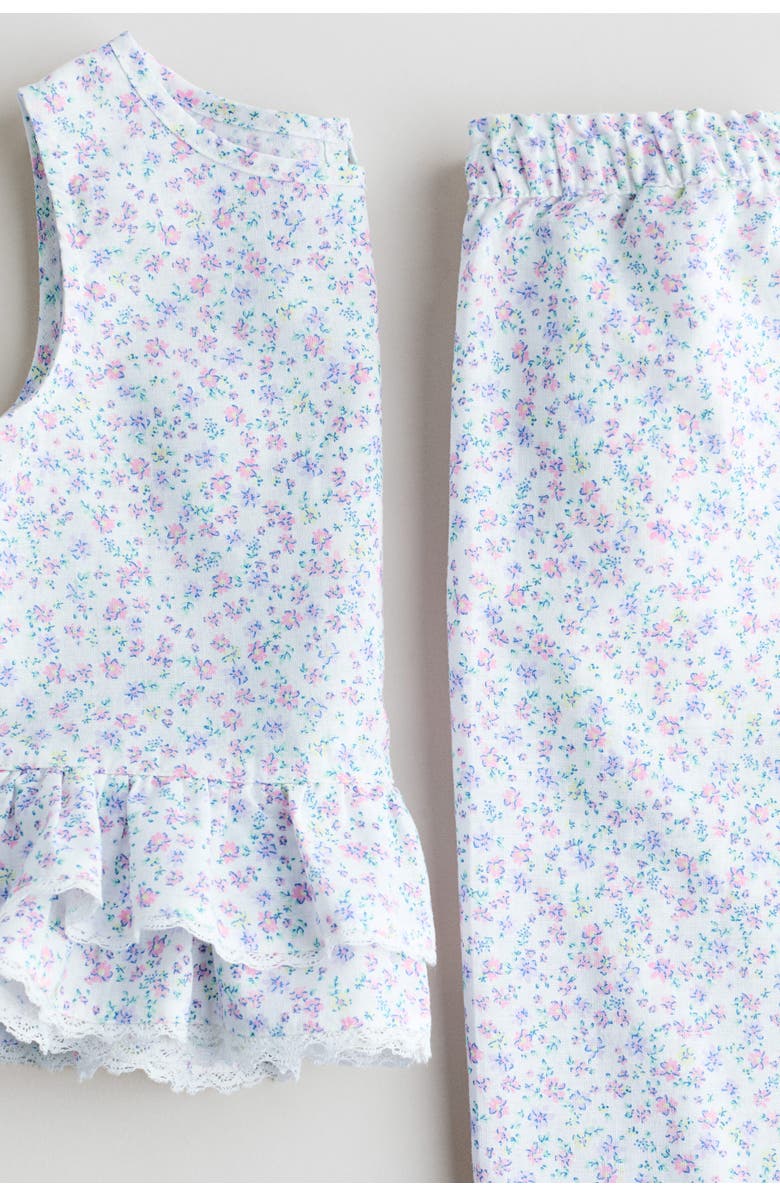 H&M 2-piece linen-blend set, Alternate, color, White/Floral