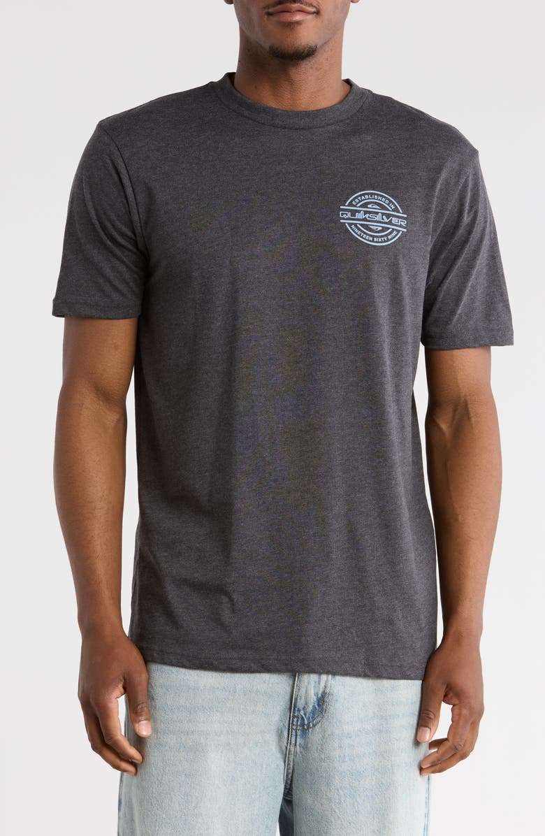 Quiksilver Mirrored Logo Graphic T-Shirt, Main, color, Charcoal Heather