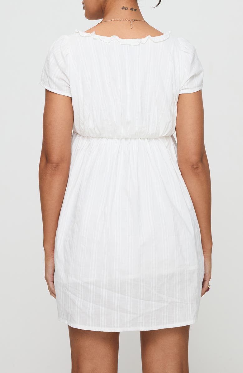 Princess Polly Monsterrat Tonal Stripe Recycled Cotton Babydoll Minidress, Alternate, color, White