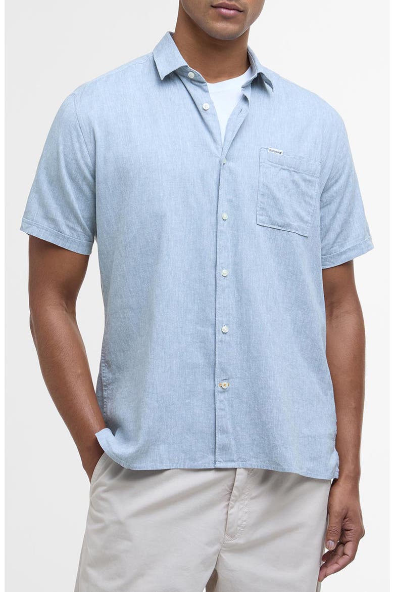 Nelson Linen & Cotton Button-Up Shirt, Main, color, LEAD