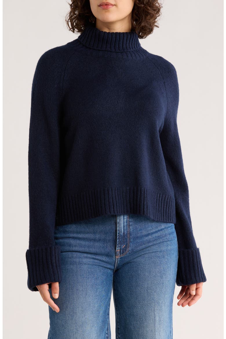 Turtleneck Cuff Sweater, Main, color, CLASSIC NAVY