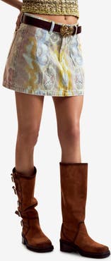 Desigual Abstract Print Denim Miniskirt