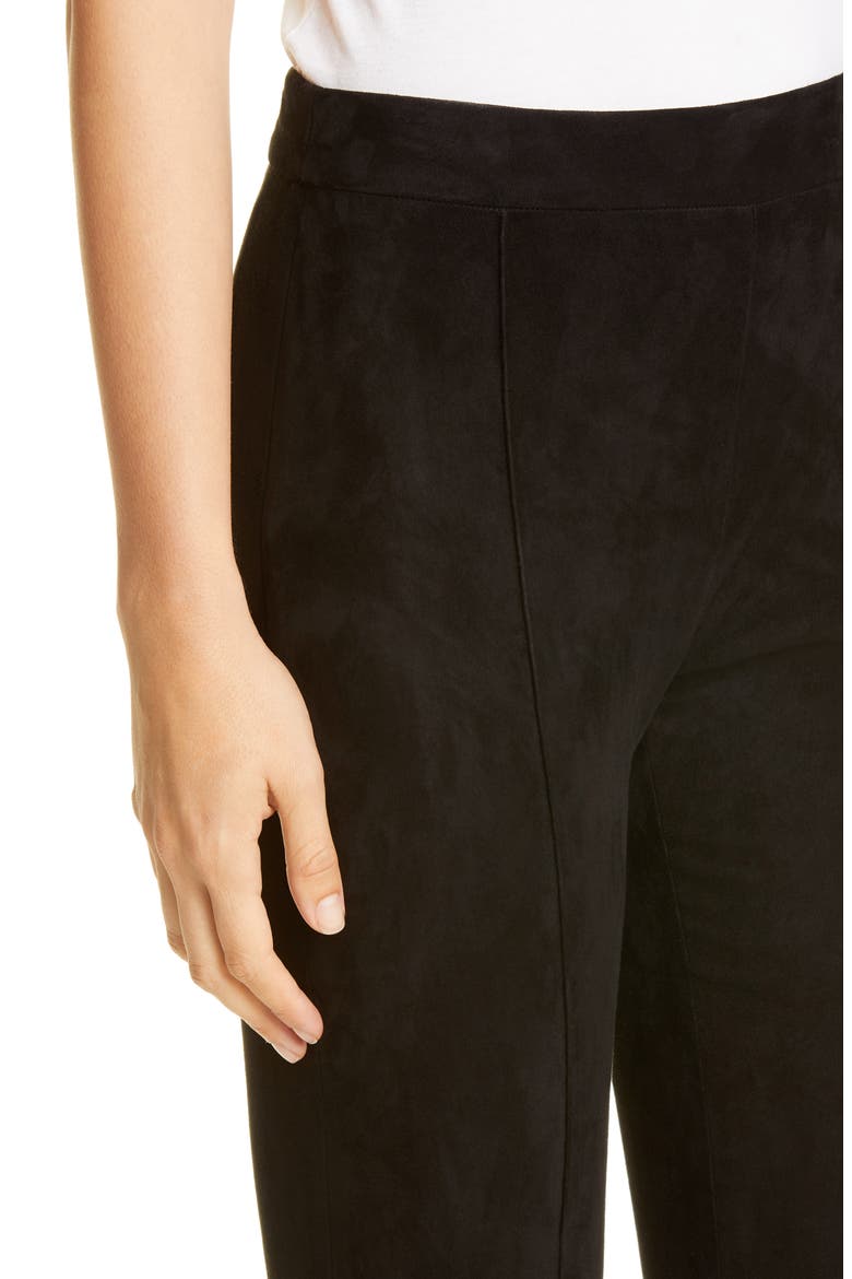 Stretch Suede Kick Pants, Alternate, color, BLACK