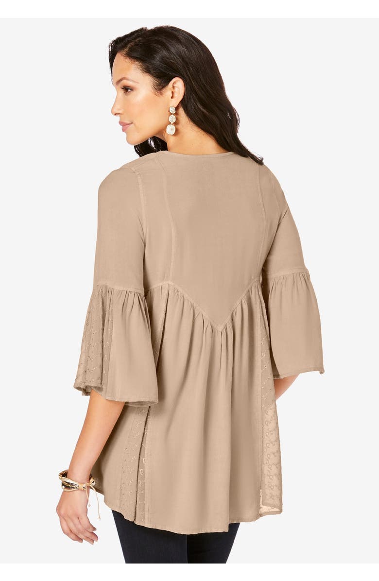 Roaman's Taylor Acid Wash Big Shirt, Alternate, color, New Khaki