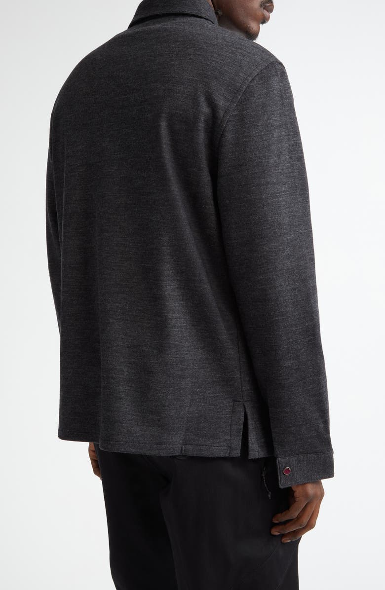 Moncler Wool & Cotton Blend Snap-Up Shirt, Alternate, color, 