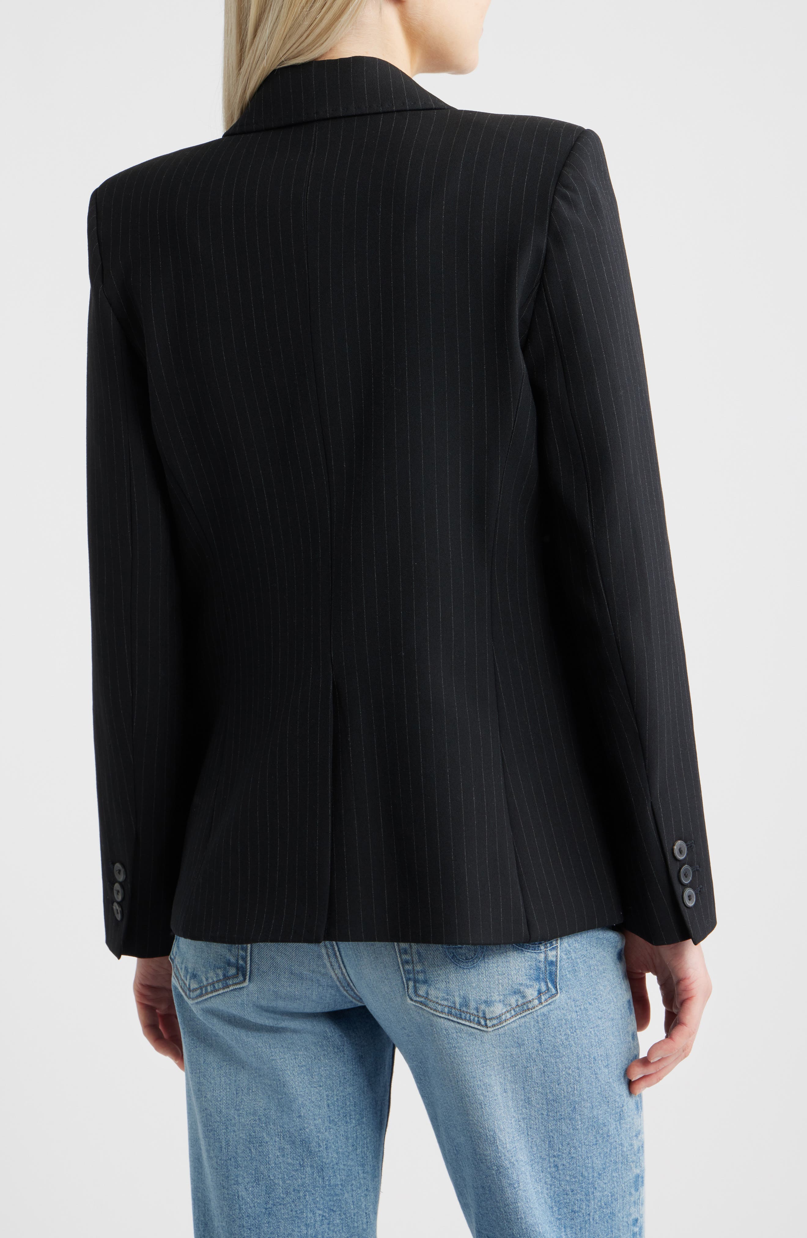 Pinstripe Straight Fit Suit Blazer - image 2