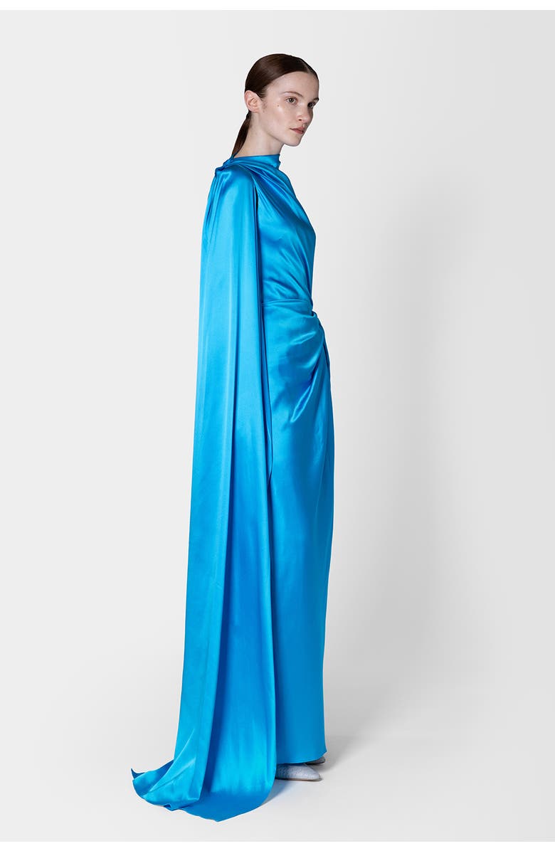 Roksanda Orien Silk Floor Length Dress, Alternate, color, Agua