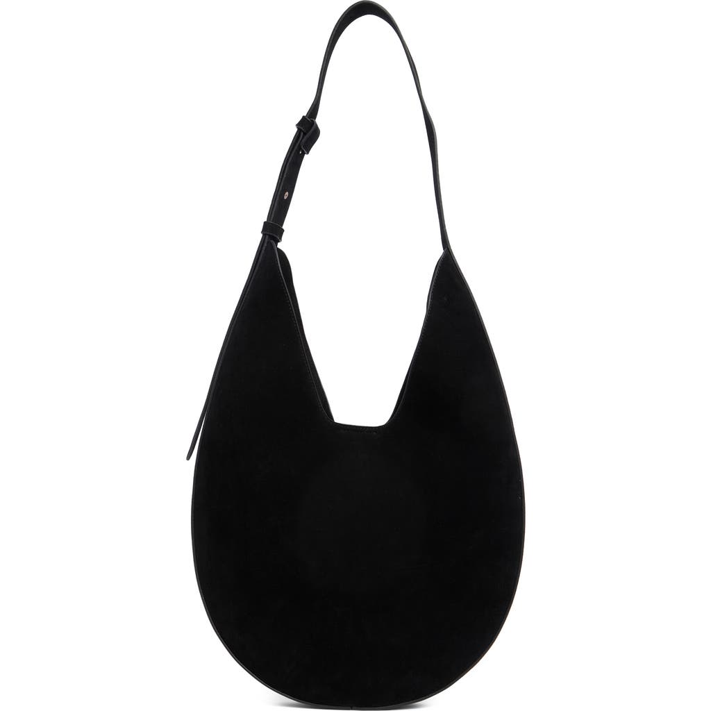 Bcbg Hobo Faux Suede Shoulder Bag In Black