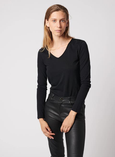 Soft Touch Long Sleeve V-Neck  T-Shirt