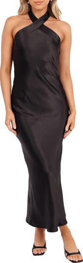 Grasie Halter Satin Maxi Dress