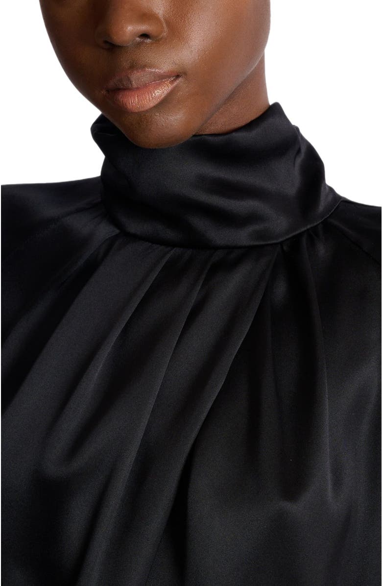 Balmain Draped silk blouse, Alternate, color, Black
