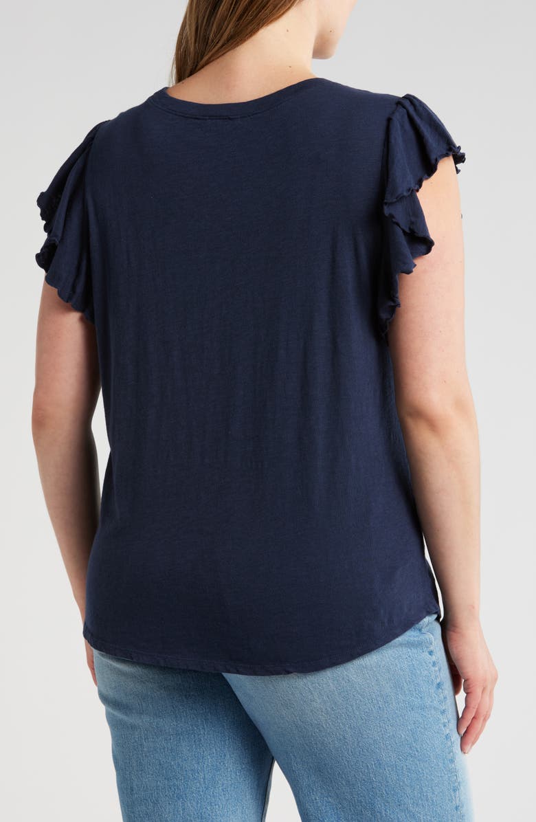 Caslon<sup>®</sup> Flutter Sleeve Cotton Slub Jersey Top, Alternate, color,