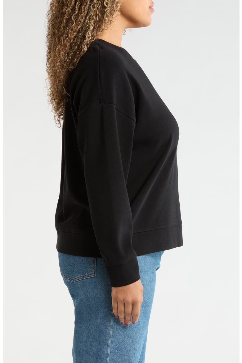 Stretch Cotton Rib Sweatshirt, Alternate, color, BLACK