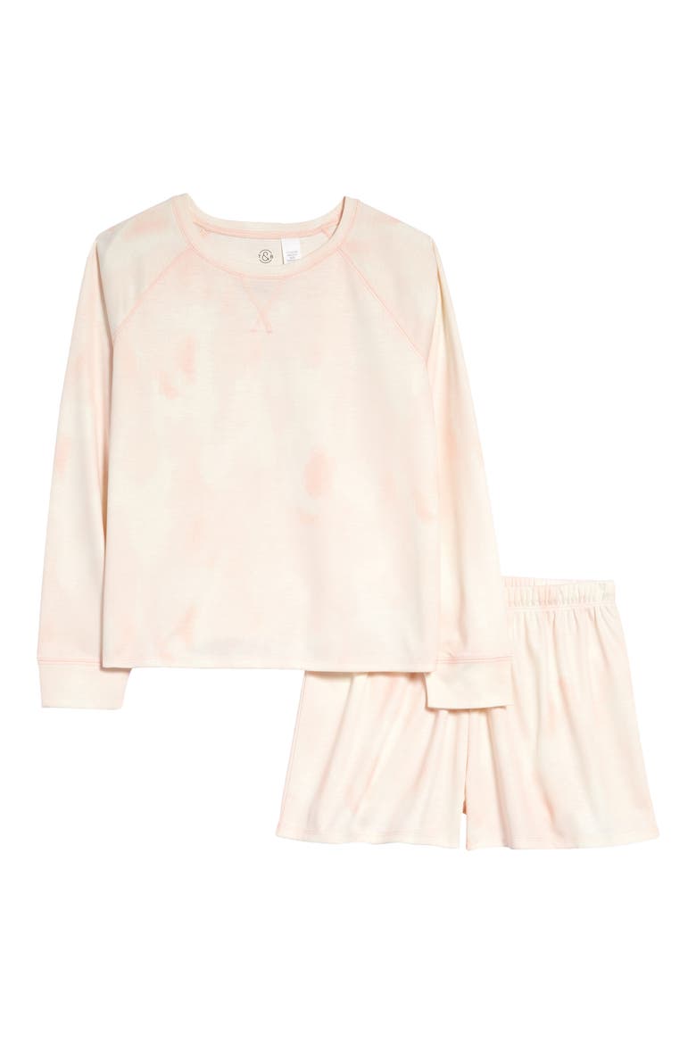 Kids' Print Two-Piece Pajamas, Main, color, PINK SEASHELL TIE DYE