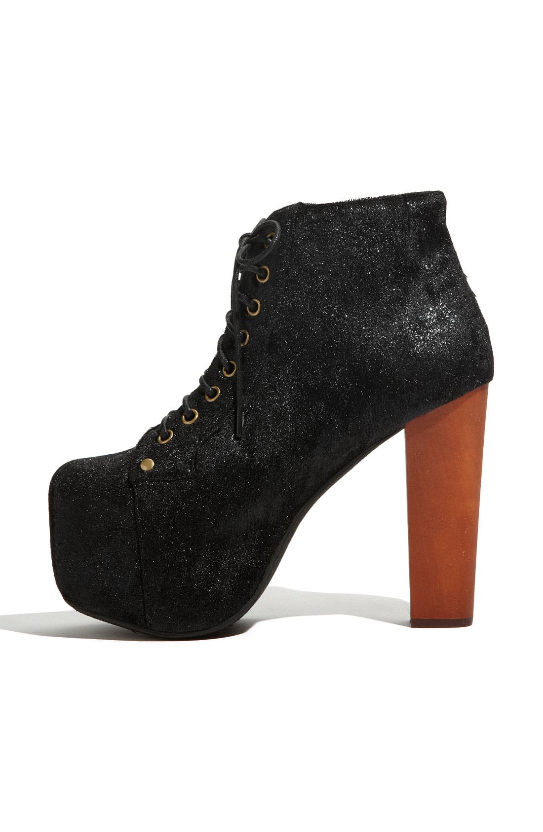 'Lita' Velvet Bootie, Alternate, color, BLACK GLITTER VELVET