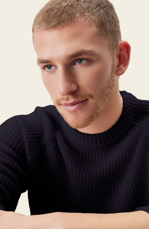 Italic Aidan Chunky Cashmere Crewneck Sweater In Navy
