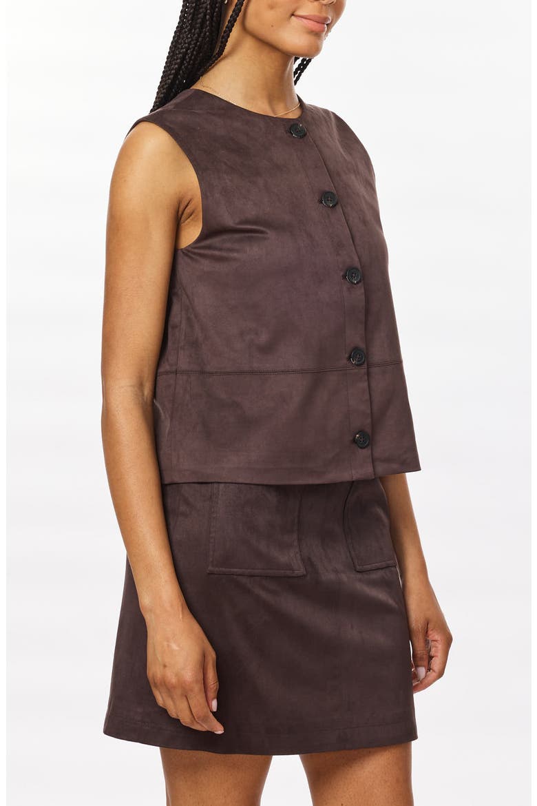 Reversible Faux Suede Vest, Alternate, color, SEAL BROWN