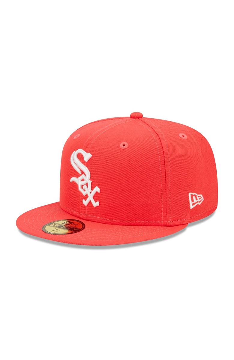 New Era Men's New Era Red Chicago White Sox Lava Highlighter Logo 59FIFTY Fitted Hat, Main, color, Red