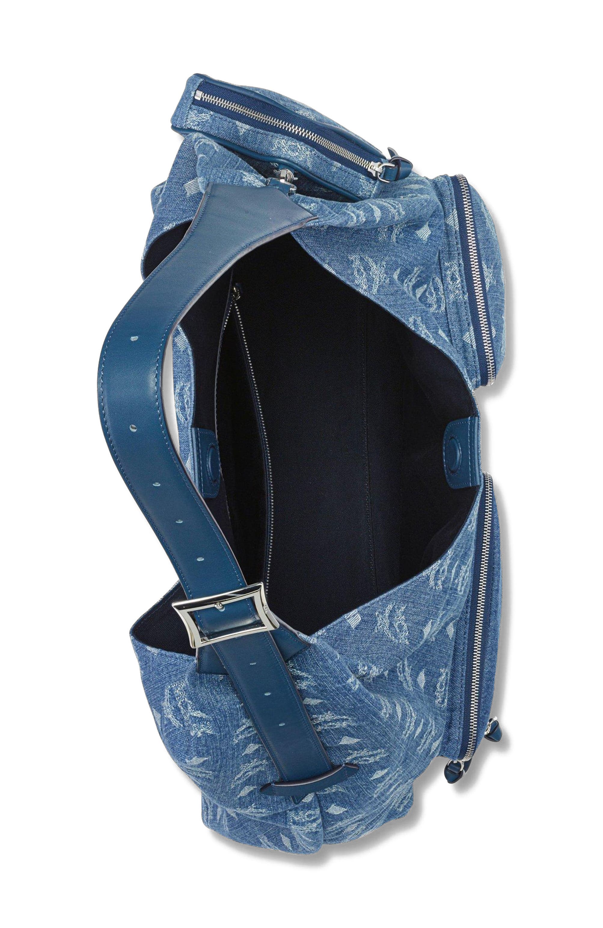 MCM Aren Multi-Shopper in Monogram Denim Jacquard, Alternate, color, Blue