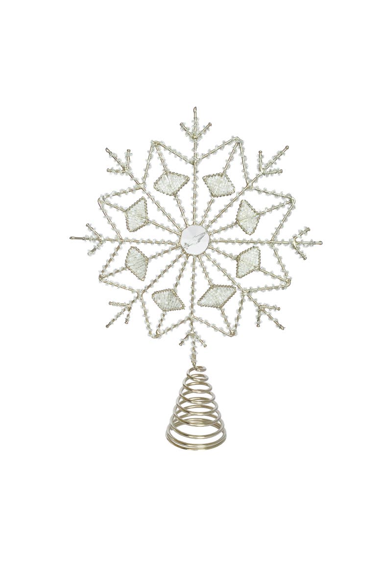 Frost Glass & Iron Snowflake Tree Topper, Main, color, Silver