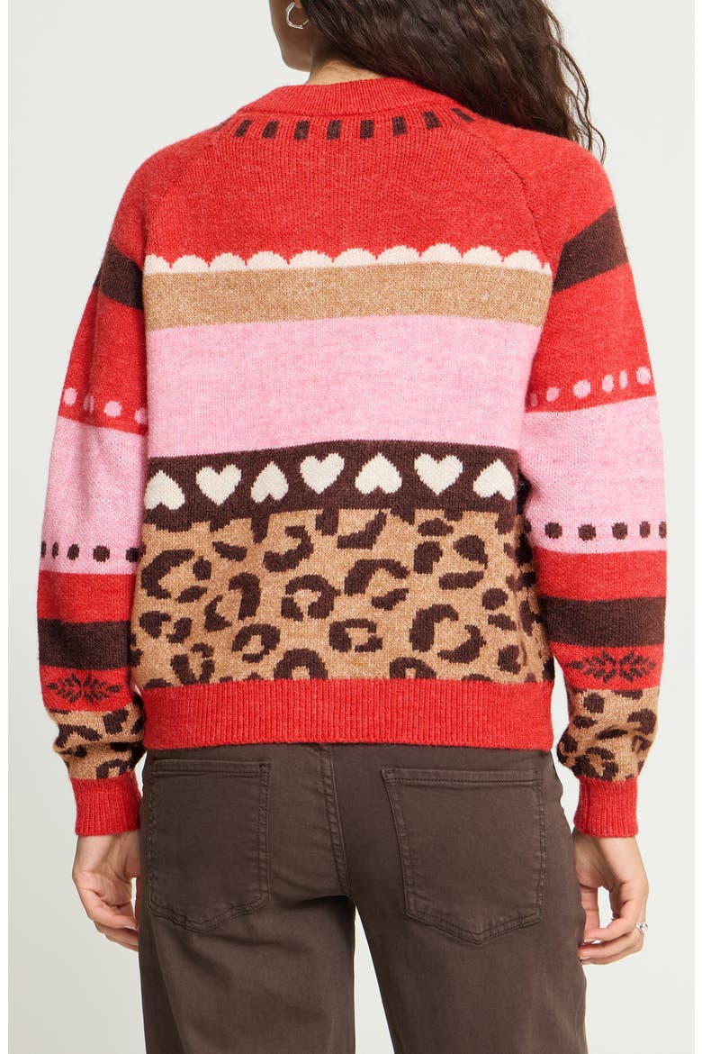 Ihlivoni Animal Print Cardigan, Alternate, color, POINSETTIA MULITPATTERN