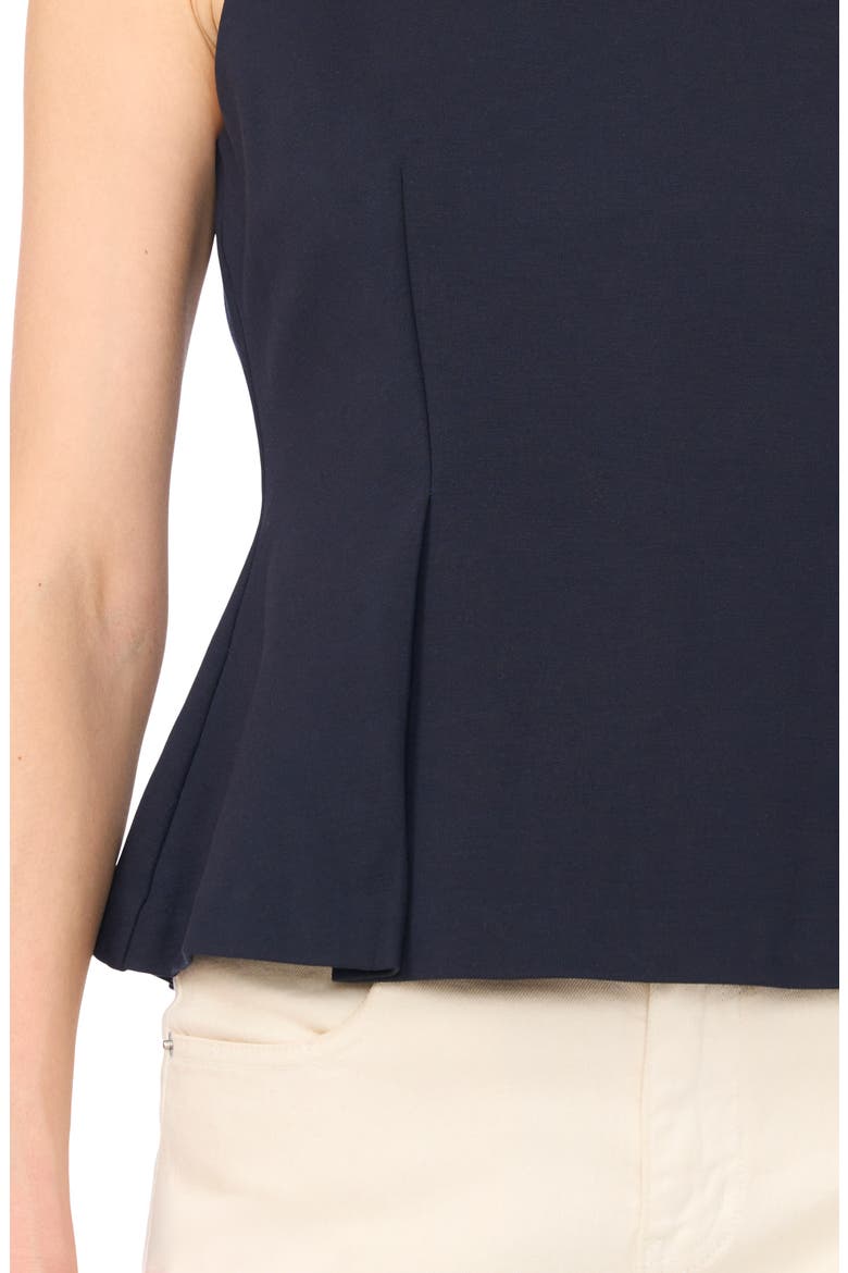 Pleated Ponte Peplum Top, Alternate, color, BARITONE BLUE