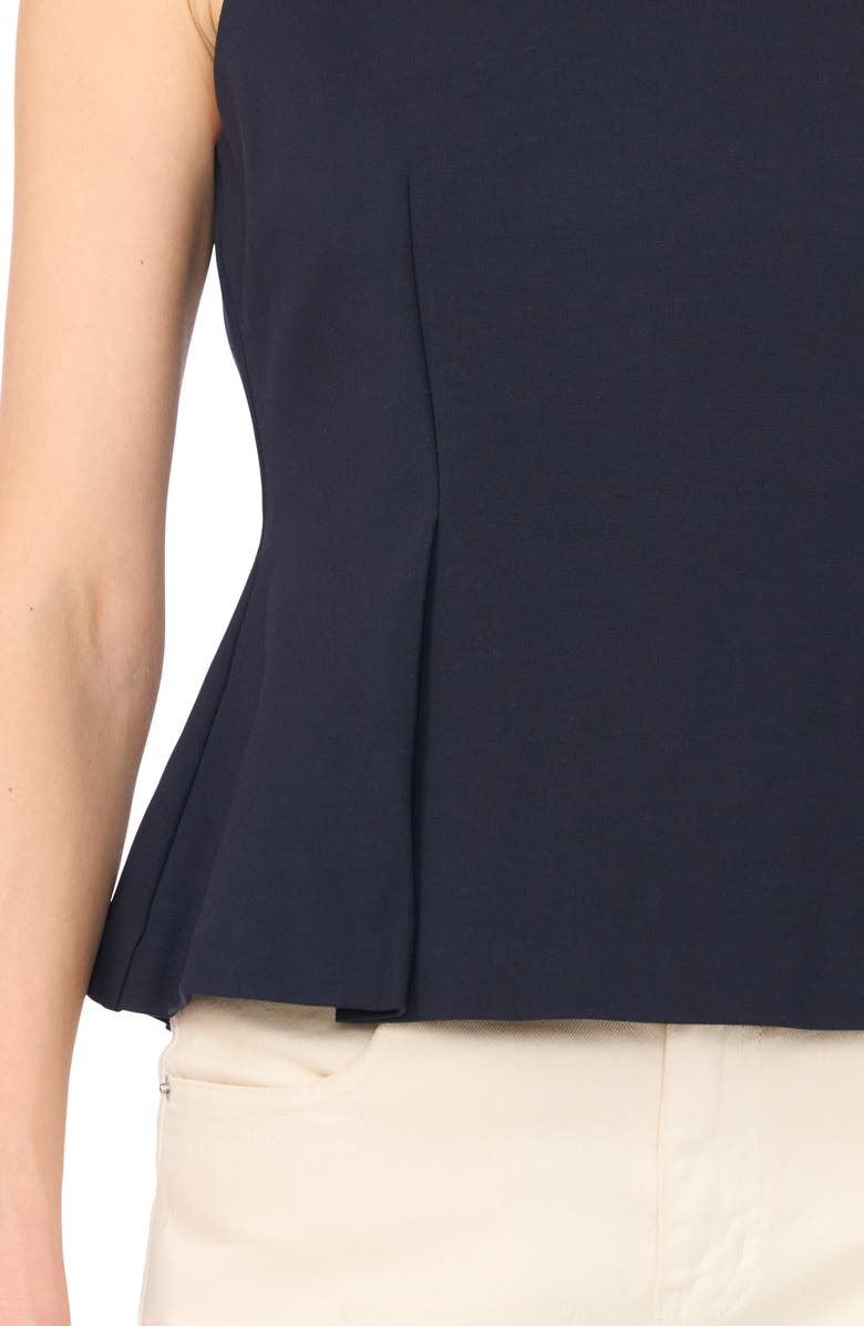 Ted Baker Pleated Ponte Peplum Top, Alternate, color, Baritone Blue