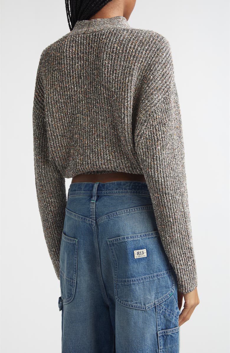 R13 Split Hem Rib Crop Cardigan, Alternate, color, Grey Multi