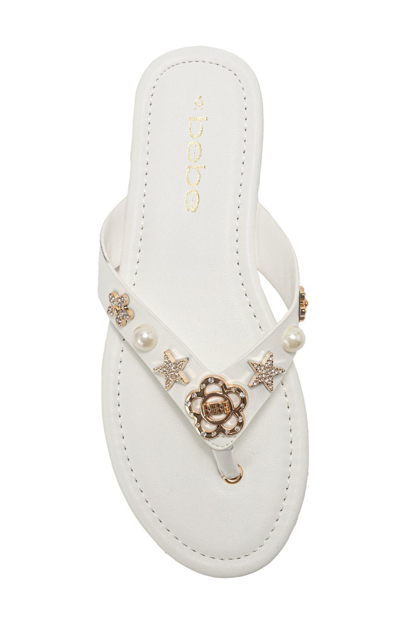 Flower Charm Thong Sandal, Alternate, color, WHITE